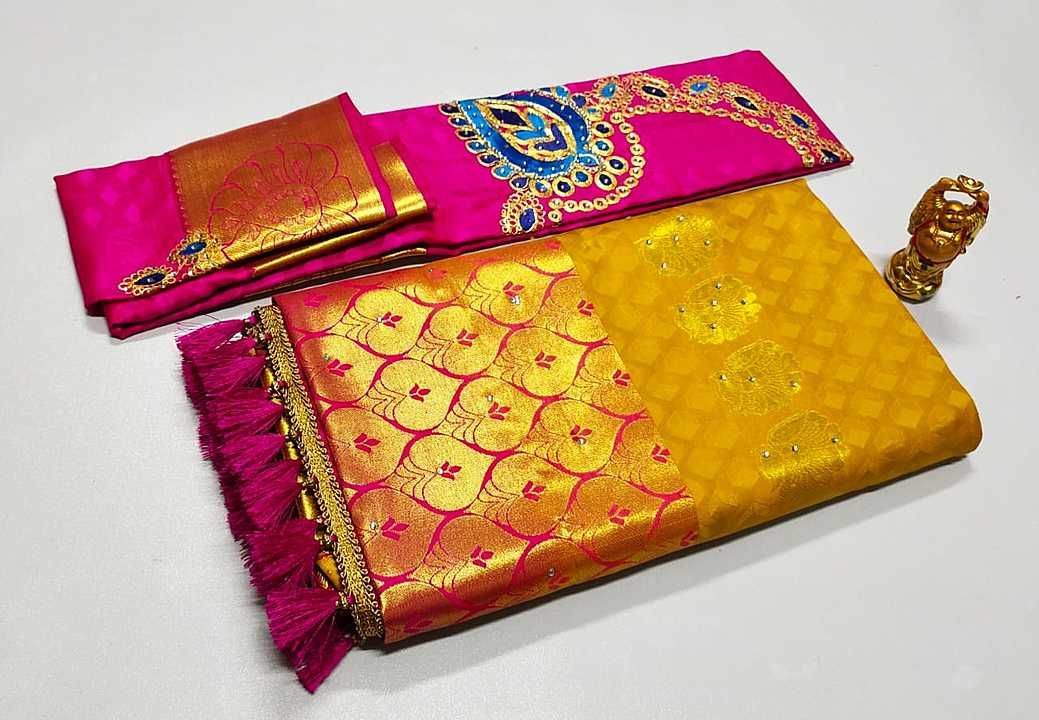 Post image 🍁 *WEDDING SILK SAREES* 🍁

🍁 Fancy matching tassel work in pallu

🍁Fancy All-Over saree bhutta work art silk collection

🍁 Semi-silk material

🍁 Complete saree fancy Emposed pattern

🍁saree with contrast blouse and *Embroidery Neck* work 

🍁Light weight 

🍁Rich  jari design contrast pallu

🍁 2000 Iron-cum stone work Sarees

🍁Price = *Rs.2350*

🍁 Attractive Colour Combination Work Sarees

🍁wedding sarees 
same day dispatch