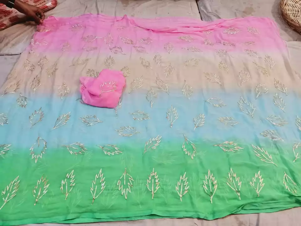 😍😍new launch 
Nice bful multi die nazmin chiffin saree with bful full jall work on allover saree  uploaded by Lookielooks on 8/22/2022