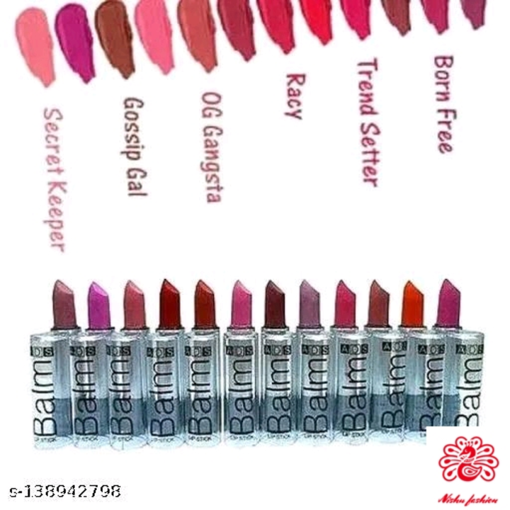  S.H.A SOLID BY ADS balm 12psc multicolor lipsticks its very smooth & attractive shades lipstick set uploaded by business on 8/23/2022