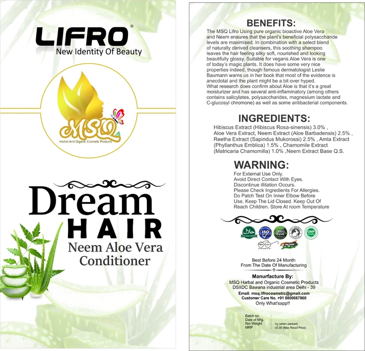 Dream Hair Neem Aloevera Conditioner  uploaded by  MSQ Lifro Products on 8/23/2022
