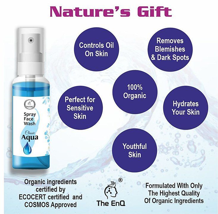 The EnQ Waterless Spray Face Wash made using 100% Organic extracts. More discounts for 3 or more  uploaded by business on 11/30/2020