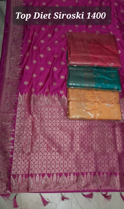 Dola silk with siroski 700/- uploaded by Paradise saree on 8/23/2022