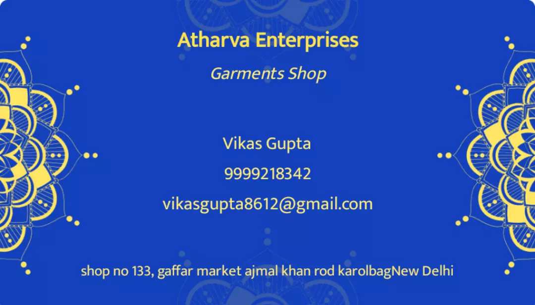 Visiting card store images of Atharva enterprises