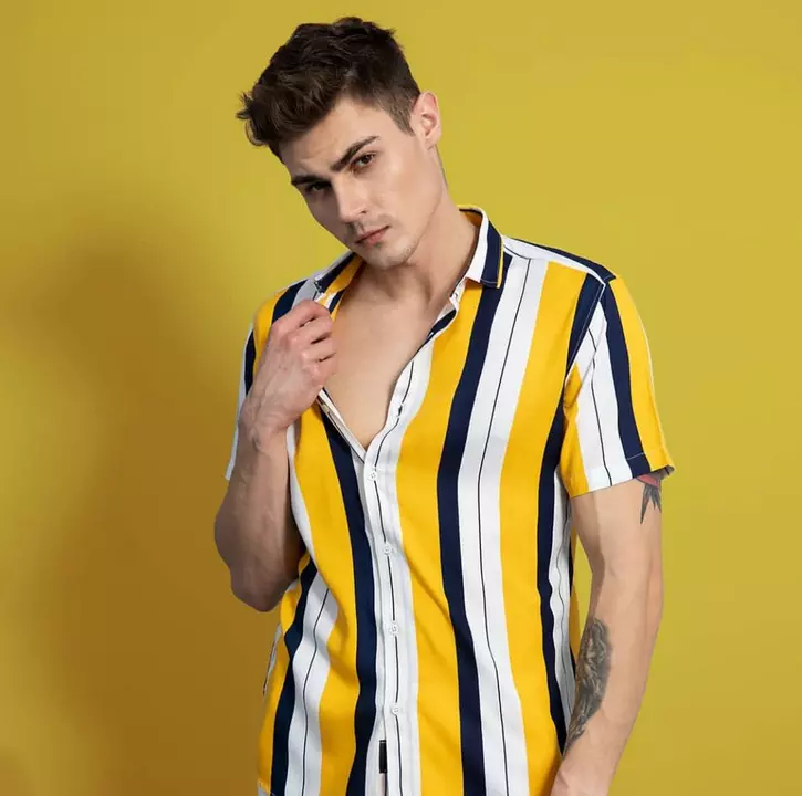 Post image Modern yellow designer half sleeve shirts for Men