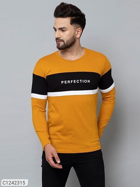 Post image *Catalog Name:* Cotton Blend Color Block Full Sleeves T-Shirts Vol-3

*Details:*
Description: It has 1 Piece of Mens T-Shirt
Material: Cotton Blend
Size Chest Measurements (In Inches): S-38, M-40, L-42, XL-44
Sleeve: Full Sleeves
Work: Color Block
Length (in Inches):S-26, M-27, L-28, XL-29
Color: White, Red, Mustard
Designs: 5

💥 *FREE Shipping* 
💥 *FREE COD* 
💥 *FREE Return &amp; 100% Refund* 
🚚 *Delivery*: Within 7 days 
Price ₹ 407