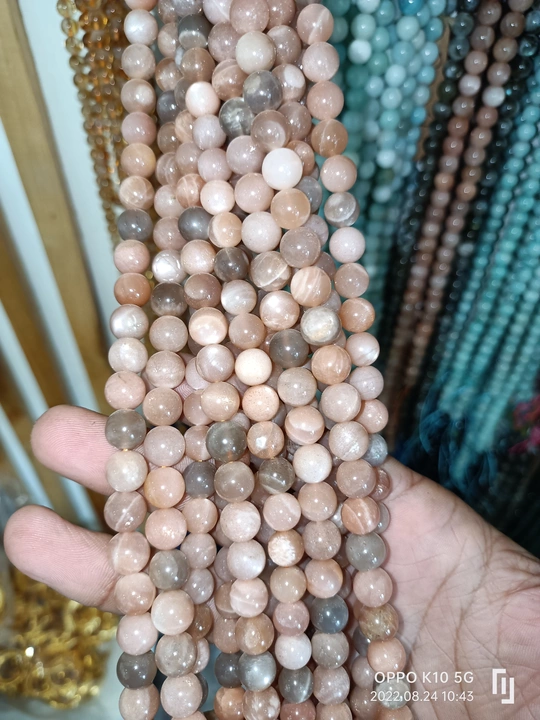 Peach moonstone beads available for sale. uploaded by business on 8/24/2022