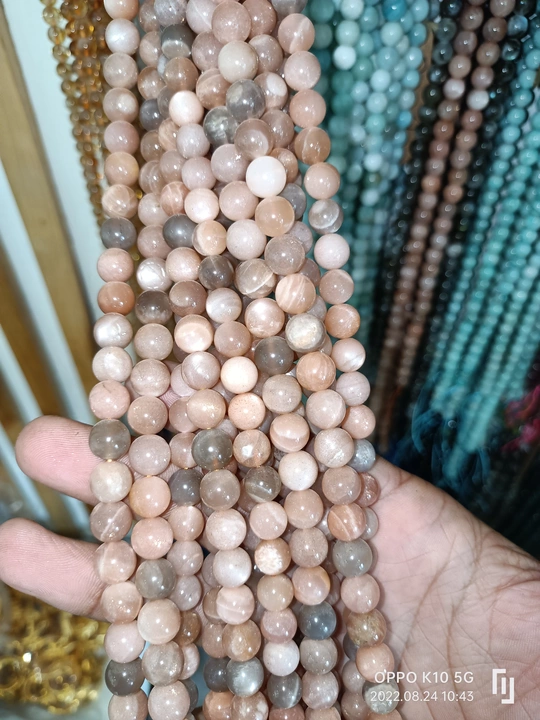 Peach moonstone beads available for sale. uploaded by Aarav agates on 8/24/2022