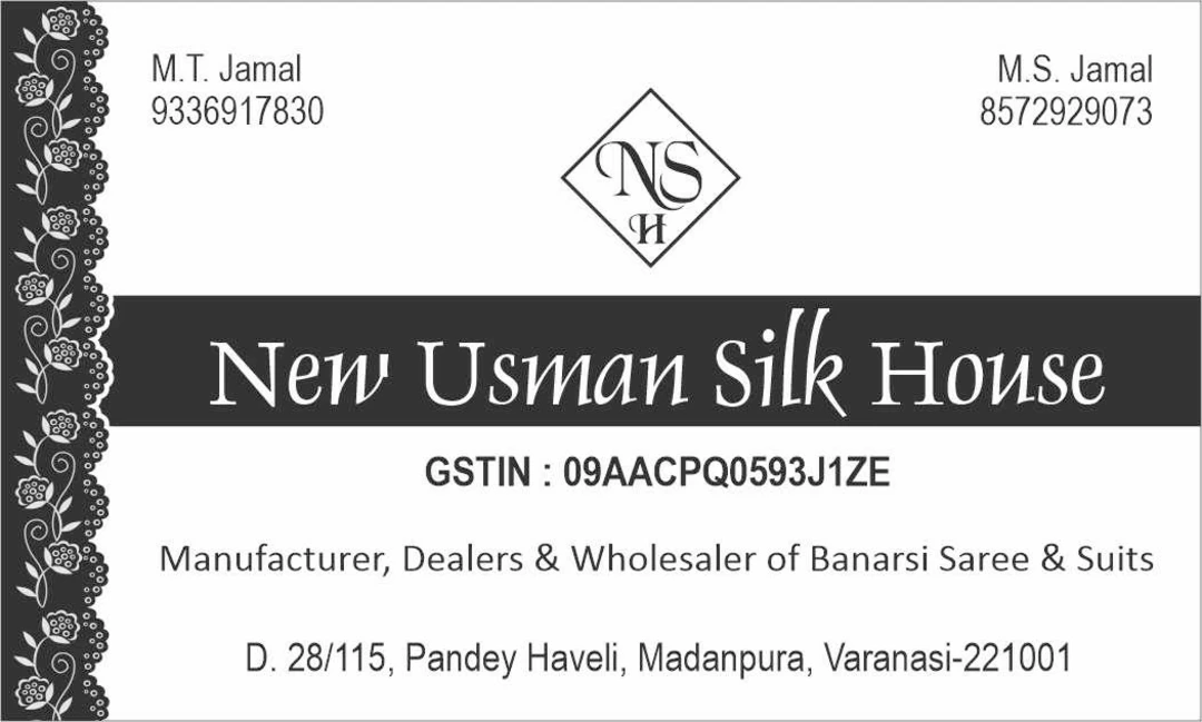 Visiting card store images of New Usman Silk House