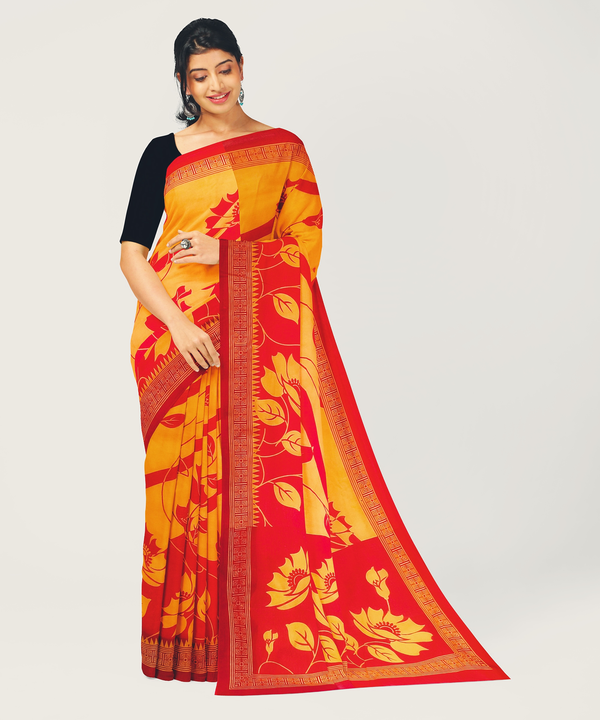 Red Gold Pure Cotton Saree.. uploaded by Sarita Printers on 8/24/2022