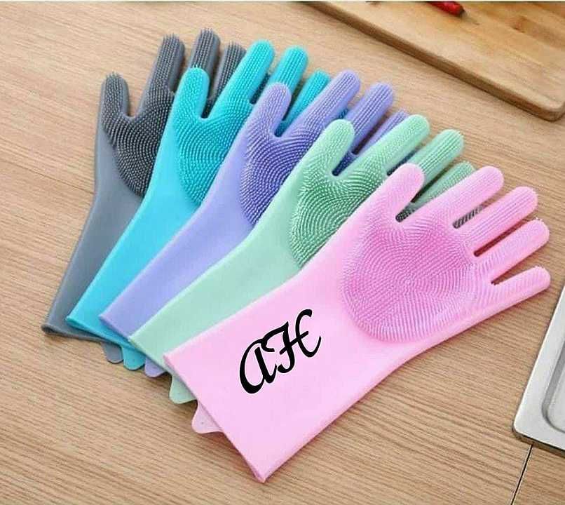 Silicone gloves pair - multi purpose use in kitchen and washing  uploaded by Pooja Enterprises  on 12/1/2020