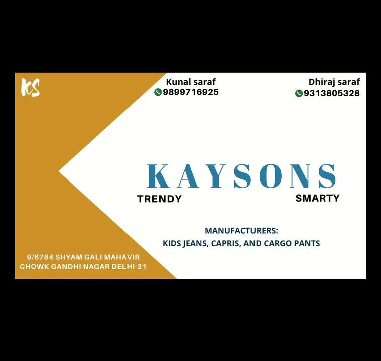 Visiting card store images of Kay sons (TRENDY)