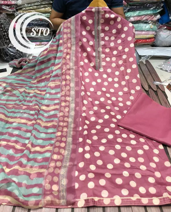 _*🔅STO NEW LAUNCH.*_
_🔅COTTON PRINT WITH EMBROIDERED SUITS & PURE CHIFFON DUPATTA, COTTON BOTTOM._ uploaded by business on 8/25/2022