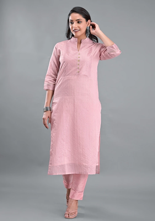 Pink Chanderi Kurta Trouser Set uploaded by Vasavi on 8/25/2022