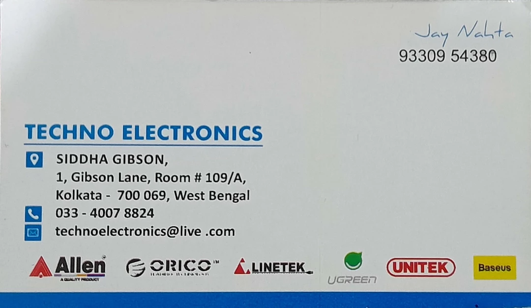 Visiting card store images of Techno Electronics -