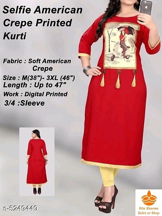 Aamara Trendy Soft American crepe Kurtis uploaded by Rita Sales And Services on 6/23/2020