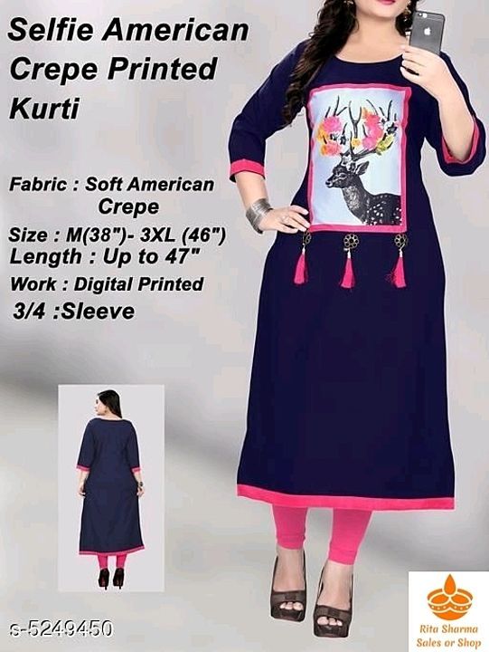 Aamara Trendy Soft American crepe Kurtis uploaded by Rita Sales And Services on 6/23/2020