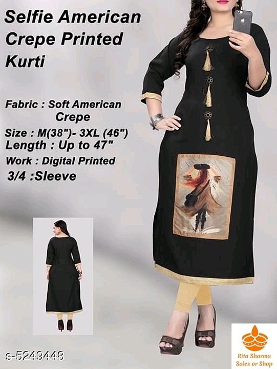 Aamara Trendy Soft American crepe Kurtis uploaded by Rita Sales And Services on 6/23/2020