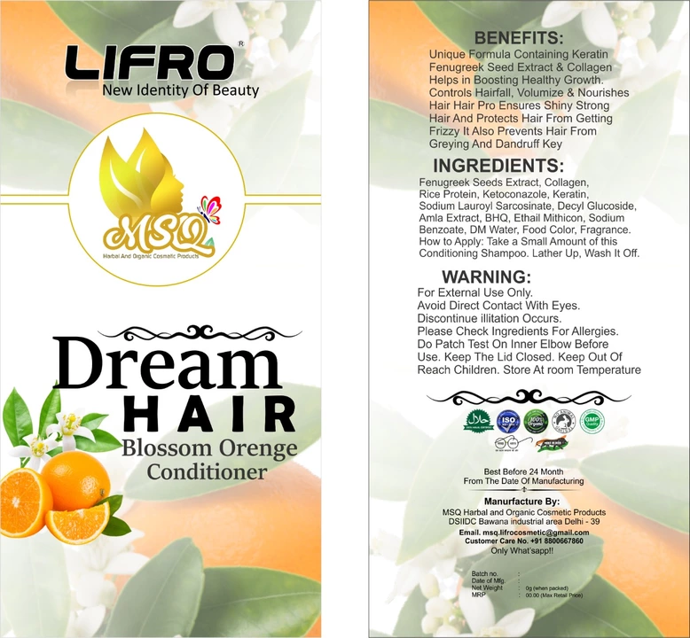 Dream Hair Blossom Orange Conditioner  uploaded by  MSQ Lifro Products on 8/26/2022