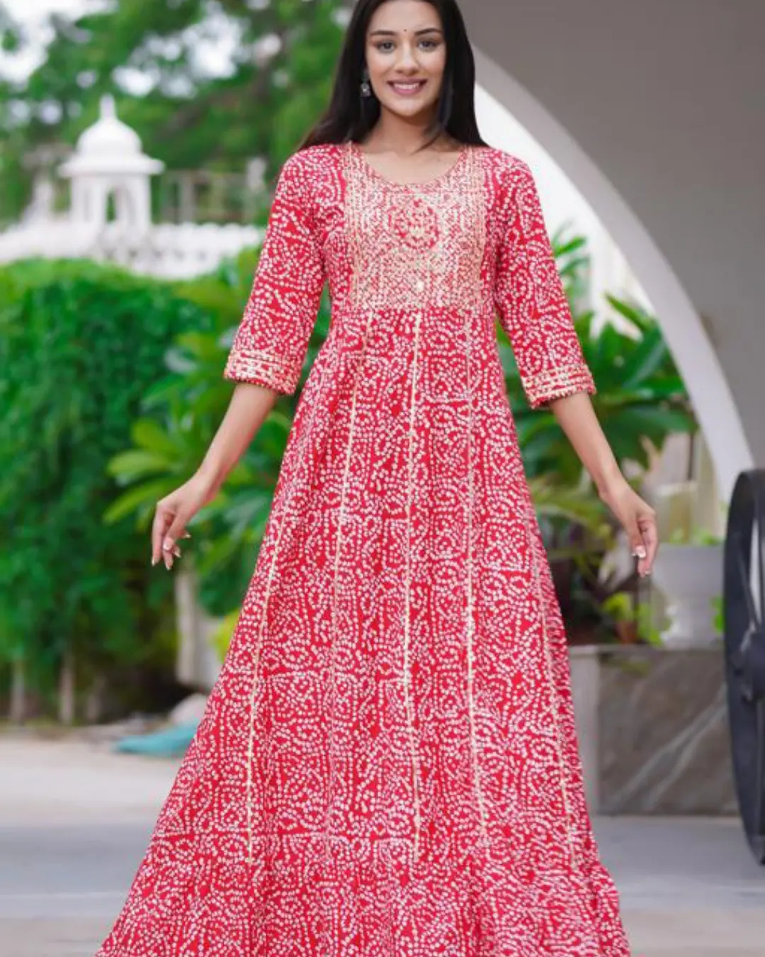 Premium heavy  Rayon gown beautifull embroidery work on yoke and gota work ipo uploaded by business on 8/26/2022