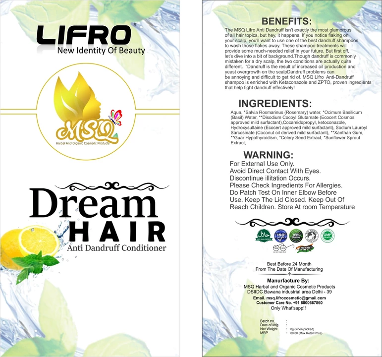 Dream Hair Anti dandruff Conditioner  uploaded by  MSQ Lifro Products on 8/26/2022