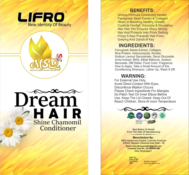 Dream Hair Shine Chamomil Conditioner  uploaded by  MSQ Lifro Products on 8/26/2022