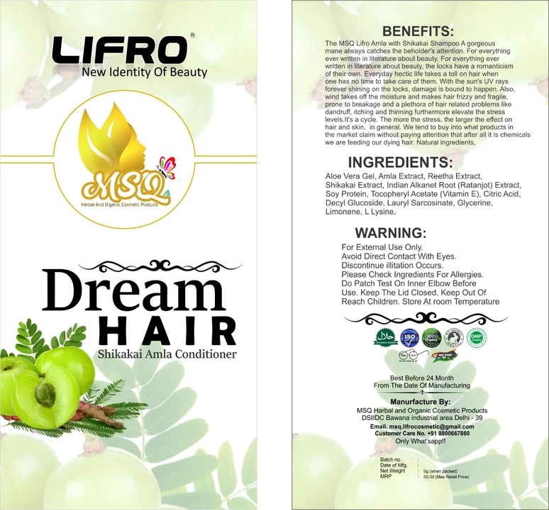 Dream Hair Shikakai Amla Conditioner  uploaded by  MSQ Lifro Products on 8/26/2022
