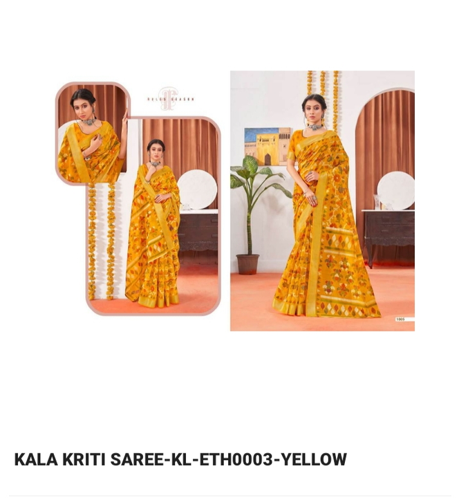 Kala kariti saree kl eth0003 yellow uploaded by business on 8/27/2022