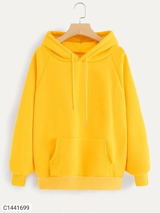 Post image *Catalog Name:* Women's  Fleece Solid Hoodies

*Details:*
Description: It has 1 Piece of Hoodie
Fabric: Fleece
Neckline: Hooded
Sleeves: Full Sleeves
Pattern: Solid
Color: Yellow/Black/Maroon/Navy Blue
Length: 24 In
Size (Inches): S-36, M-38, L-40, XL-42
Designs: 5

💥 *FREE Shipping* 
💥 *FREE COD* 
💥 *FREE Return &amp; 100% Refund* 
🚚 *Delivery*: Within 8 days 

Price ₹ 599