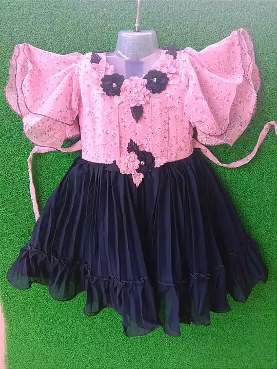 Girl little kid 💃💃💃 Soft Georgette frocks 2 to 6 years Inner 3 layers Awailable sizes 22,24,2 uploaded by SN creations on 8/27/2022