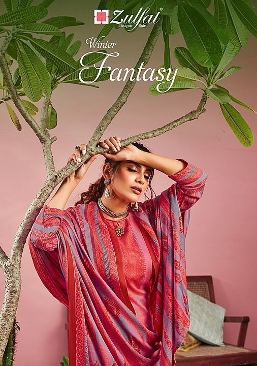 Post image # Winter Fantasy Vol 2
# Pure Pashmina Collection

     *”Zulfat Designer Suits”*

                   Presents
                   
         *"WINTER FANTASY"*
    _designer woollen collection_

🔸 Top: 100% Pure Pashmina Digital Style Print (2.50 mtrs)

🔸 Dupatta: Pure Pashmina Shawl with four side lace (2.30 mtr)

🔸 Bottom: Pure Pashmina Spun (3 mtrs apx)

🔸Pcs: 08

🔸Rate: 425/- (GST extra)

# Book Now
*Only full set available*