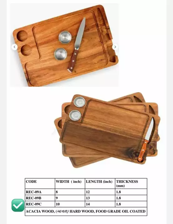 Post image I want 100 pieces of I want buy wooden chopping board  at a total order value of 10000. Please send me price if you have this available.
