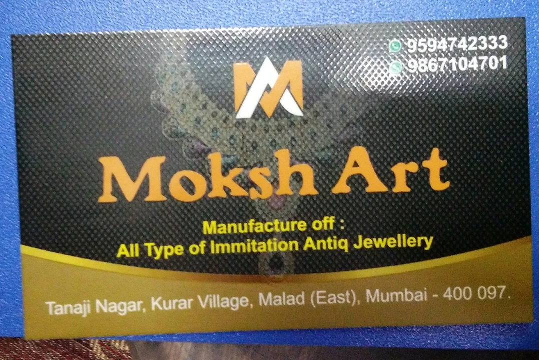 Visiting card store images of Moksh art