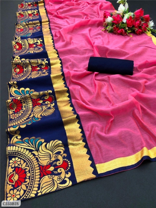Chanderi Cotton Saaree with border uploaded by Fashion kart - India on 8/29/2022
