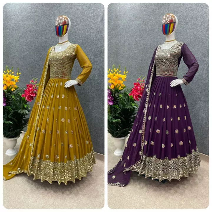Post image Fabric Details🧵**Gown**Gown Fabrics :* Faux Georgette With Heavy Embroidery And 9Mm Sequence Work With Full Sleevs*(Full Stitched)**Gown Flair*:- 3 Meter*Gown Size *:- 42 Xl Free Size*Gown Inner:* Micro Cotton 
*Bottom**Bottom  Fabrics*: Micro Cotton*( Unstitched)**Dupatta**Dupatta Fabrics:* Faux Georgette With Embroidery And 9mm Sequence Work And Four Side Embroidery Lace Border *(Dupatta Size 2.20 meter)*⚖️ *Weight* :1 Kg