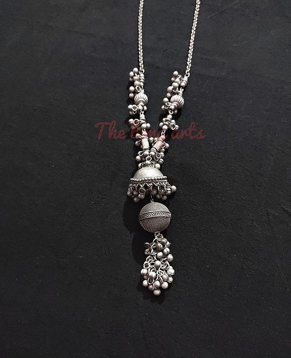 Silver black polish jhumka with silver ball neckpiece uploaded by business on 12/4/2020
