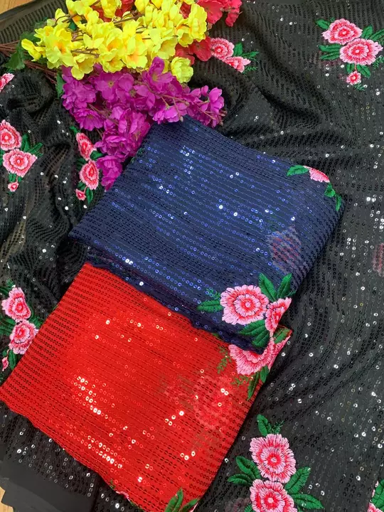 Sequence flowers 🌹🌺 desginer saree  uploaded by BOKADIYA TEXOFIN on 8/29/2022