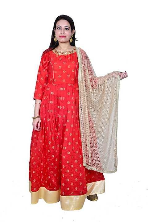 Maravillesa stylished chanderi silk long dress uploaded by Radhe krishna clothing on 12/4/2020