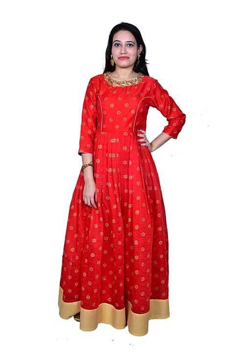 Maravillesa stylished chanderi silk long dress uploaded by Radhe krishna clothing on 12/4/2020
