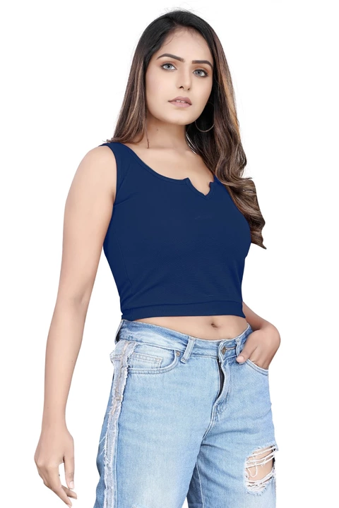 Post image Solid casual suitable and comfortable blue crop top for girls and women.
Available in all size