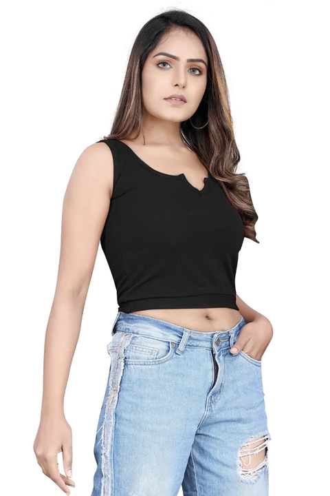 Post image Solid casual suitable and comfortable crop top black for women and girls.
Available in all size
