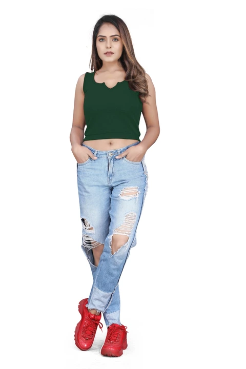 Post image Solid casual suitable and comfortable crop top green for women and girls
Available in all size