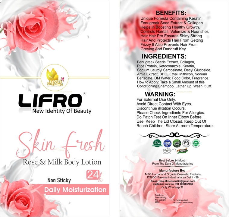 Skin Fresh Rose & Milk Body lotion  uploaded by  MSQ Lifro Products on 8/30/2022