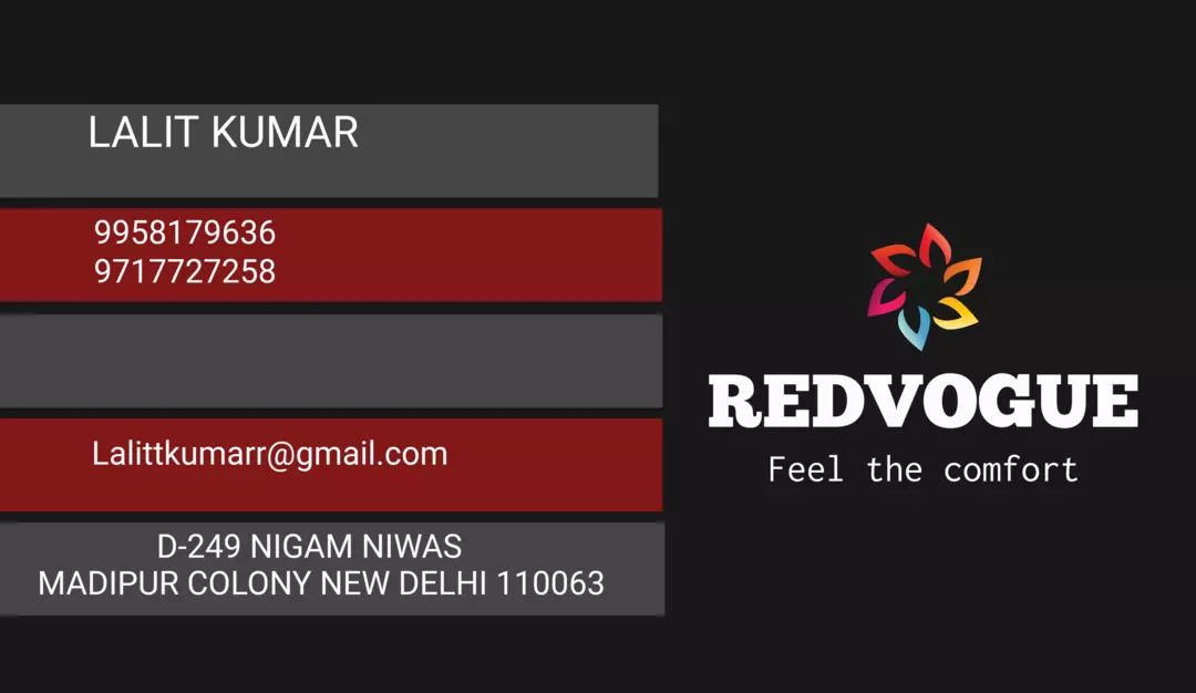 Visiting card store images of Redvogue