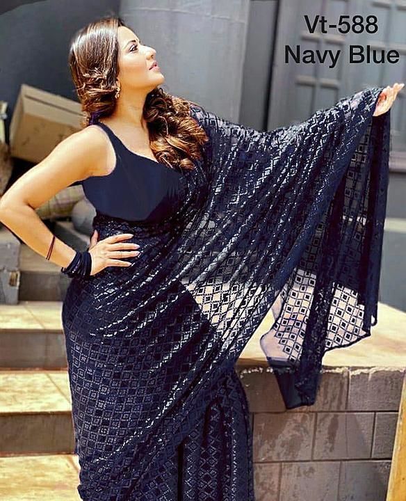 l *Heavy Georrgte Saree* with a *Sequnce Work* uploaded by business on 12/5/2020
