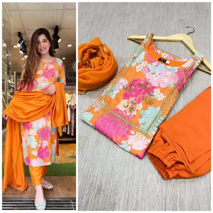 
*Febric Rayon kurti with pent_with cotton  dupatta*  uploaded by N R FASHION on 8/31/2022