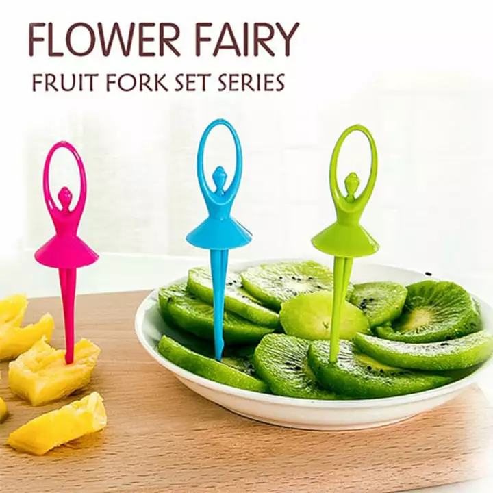 2046 Dancing Doll Fruit Fork Cutlery Set with Stand Set of 6. uploaded by DeoDap on 8/31/2022