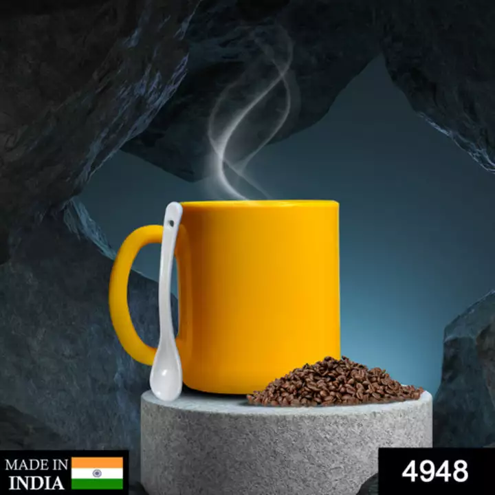 4948 Yellow Coffee Mug With Spoon Ceramic Mugs to Gift your Best Friend Tea Mugs Coffee Mugs Microwa uploaded by DeoDap on 8/31/2022