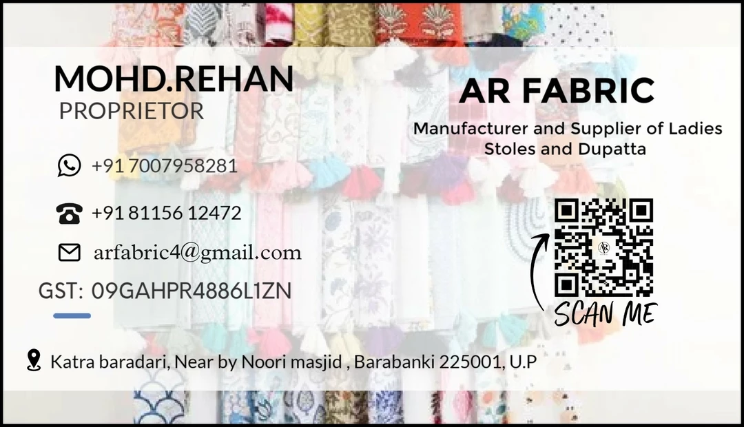 Visiting card store images of AR FABRIC