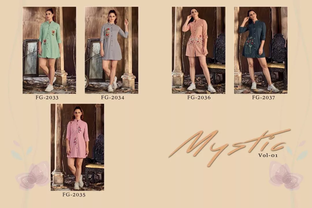 Post image 👆 *MYSTIC -1* ☝️
      New Western TUNICS Shirts
             D no 2033 to 2037

 Single Pce Available 
*Rate :- ₹ 729/- Nett*

👗 Fabric :- 
                      *Pure ITALIYA LYCRA* (Weight Less)

Length :- 
                  Max Up to 34”
Size :- 
              M-38, L-40, XL-42 &amp; XXL-44

Type :- Fully Stiched
                        (ReadyMade)
Weight :- 0.250kg
Wash :- First Time Dry Clean 
💯% Original Premium Quality 
     Fully STOCK Available
