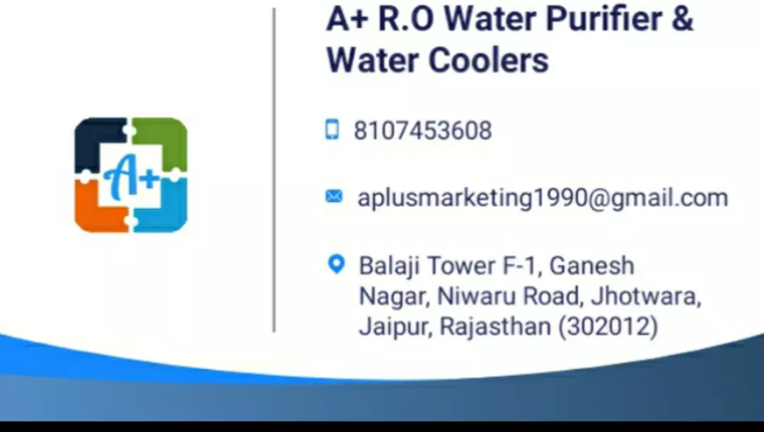 Visiting card store images of A+ R.O Water Purifier Sales and Service's